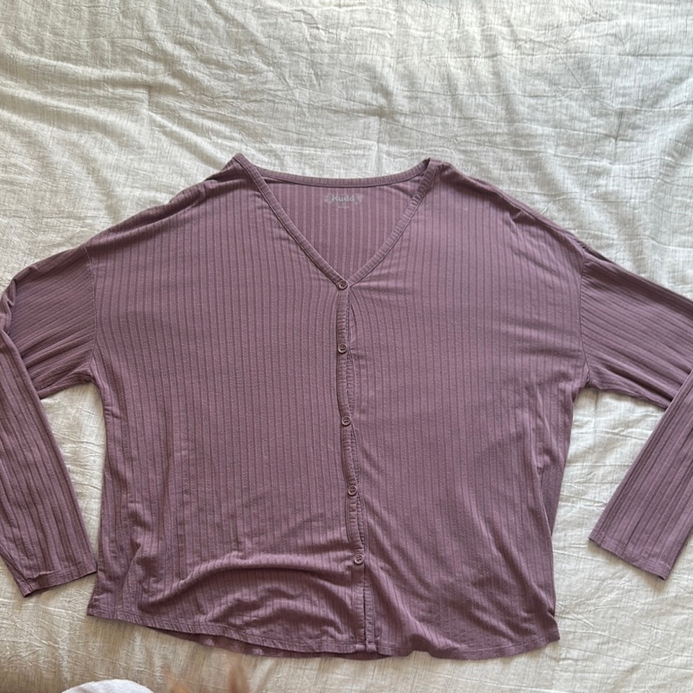Mudd Women's Mauve Button-Up Top Size Large